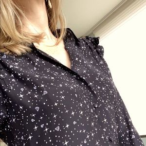 FRAME silk, puffed sleeved, button-down blouse